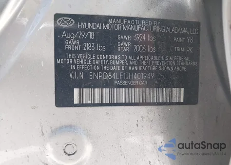 2018 Hyundai Elantra Sel from USA, damaged, VIN 5NPD84LF1JH401949